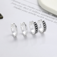 wholesale S925 Sterling Silver Vintage Antique Trendy Roman Numeral Patterned Resin Drip Earrings for Men and Women-YHR308/B about 2.5 grams