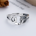 wholesale S925 Sterling Silver Retro Geometric Letter Ring, Amazon Best-Seller, Trendy Unisex Band-0-1
