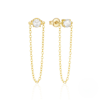 wholesale 925 Sterling Silver Hot-sell Pearl And Zircon Drop Earrings With Chain Tassel-Gold#1 925 Silver
