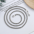 wholesale S925 Sterling Silver Vintage Antique Finish European and American Engraved Twist Chain Choker Necklace DIY Single Pendant Chain-0-2