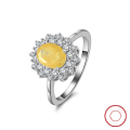 wholesale S925 Sterling Silver, Cloud-Pull Jewelry Yellow Zircon Ring with Ice Flower Cut Zirconia for Women, Colored Jewelry Ring-0-0