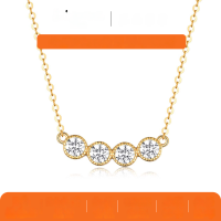 wholesale S925 Silver Necklace with Moissanite Bezel Pendant, Light Luxury Collarbone Chain for Women, Hot Sale on Amazon, In Stock-Gold 1.2 carats (with certificate)  925 silver