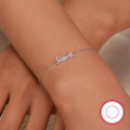 wholesale S925 Sterling Silver Micro-Paved Zircon Letter LOVE Bracelet, Fashionable Minimalist Commuting Trendy Stackable Bracelet-0-0
