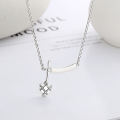 wholesale S925 Sterling Silver Korean-style Creative Diamond Grid Heart Tassel Pendant Connected Long Plate English Necklace for Women-0-0