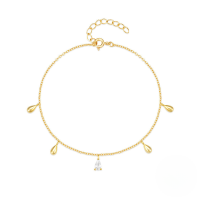 wholesale S925 Sterling Silver Drop Zircon Pendant Bracelet, A Trendy And Versatile Summer Accessory-Gold 925 silver