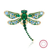 wholesale Metal: 925 Silver Vintage high-end retro style women's brooch with zircon green dragonfly clasp, wholesale for foreign trade jewelry-Dragonfly Brooch