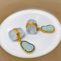 wholesale S925 gold-plated silver natural aquamarine lucky bucket bead drop accessories DIY handmade spacer beads for bracelets and necklaces-0-1