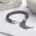 wholesale S925 sterling silver handmade braided dreadlock bracelet in punk unisex street style fashion accessory-0-1