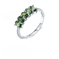 wholesale S925 silver European and American luxury natural diopside ring, fashionable and elegant gemstone jewelry-0-0