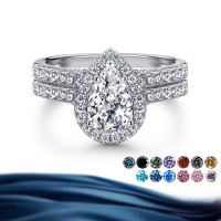 wholesale S925 Sterling Silver 15ct Pear-Shaped Moissanite Ring Set for Women High-End Stackable Rings Jewelry for Men-1.5 carat white (rose gold) US size 7