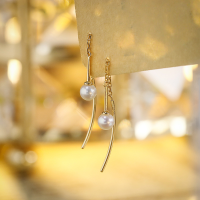 wholesale S925 Sterling Silver Gold-Plated Minimalist Freshwater Pearl Earrings Long Ear Threads Fashionable Light Luxury Women's Jewelry-Natural Pearl Earrings 925 Silver