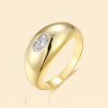 wholesale S925 Gold-Plated Silver Ring, High-End Fashion, Cross-Border Live Streaming Hot Seller, Ins Style Jewelry with Moissanite-0-0