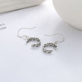 wholesale S925 Sterling Silver Korean-style Vintage Leaf Hollow-out Small Fresh RusticVersatile Earrings-0-2