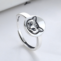 wholesale 925 Sterling Silver Cute Cat Head Ring Retro Trendy Style Cat Face Minimalist Niche Design High-End Feel-YJ052/approx. 2.8g>Adjustable opening