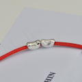 wholesale Metal Material 925 Silver Auspicious Character Small Ingot Bead Simple Chinese Style Braided Red Cord Bracelet Necklace Handmade Accessories-0-3