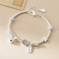 wholesale S925 Silver Butterfly Flower Love Koi Coiling Peace Joy Wealth Blessing Character Bracelet S7860-0-2