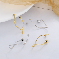 wholesale S925 Sterling Silver Korean Style Minimalist Ins Small Gold Ball Twist Line Stud Earrings Versatile and Elegant-YR118/Platinum about 2.3g 925 silver