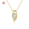 wholesale 925 Silver Japanese Egg-Shaped Oval Synthetic Opal Pendant White Opal Jewelry Necklace-0-0