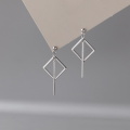 wholesale 925 Sterling Silver Women's Daily Korean Sweet Square Earrings Versatile Geometric Bar Drop Earrings E4086-0-1