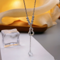 wholesale Silver, Hollow-Out Gourd and Broken Silver Tassel Pendant Necklace, Minimalist Chinese Style Design, High-End Sense Collarbone Chain-0-0