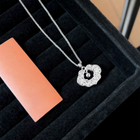 wholesale S925 Sterling Silver Guofeng Style Peace Lock Necklace, Women's Small Loft Design with Bell and Ruyi Lock, High-End Sense Collarbone Chain, New Chinese Style-Cross sterling silver necklace/approx. 1.4g>XL000155-2