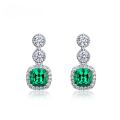 wholesale S925 Sterling Silver European and American Style Fashion Geometric Cultivated Emerald Stud Earrings Vintage High-End Cross-Border Exclusive Earrings-0-0