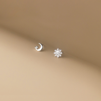 wholesale S925 Sterling Silver Forest-style Fresh and Elegant Asymmetric Moon Earrings with Crystal Accents for Women, Summer G9460-S925 Silver Earrings Silver 925 Silver