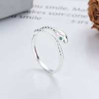 wholesale S925 Silver Cloud Tide Pavilion Fashion Korean Japanese Cold Style Spirit Snake Personality Internet Famous Creative Light Luxury Versatile Openable Ring-YJ1249/approx. 1.6g Adjustable opening