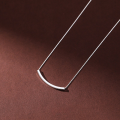 wholesale S925 Sterling Silver Maker Smile Necklace for Women, Minimalist, Niche, High-End, Arc Square Tube Smile Collarbone Chain-0-1