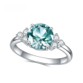 wholesale S925 Silver Inlaid Gem Green Spinel Ring, Designer Light Luxury Pure Silver Setting Exquisite Craftsmanship Gemstone Ring-0-0