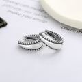wholesale S925 Sterling Silver Korean-style Retro Textured Twist Design Commuter-friendly Minimalist Earrings-0-2