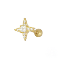 wholesale S925 Sterling Silver Geometric Star Zircon Cartilage Piercing Ear Studs-Gold single #6&gt;925 silver