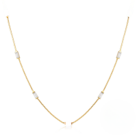 wholesale 925 Sterling Silver Exquisite Simple Fine Chain Colored Zircon Collarbone Necklace, Korean Style Internet Famous Ins Trendy Accessory-Gold-White Diamond 925 Silver