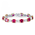 wholesale S925 Silver 7*9mm Oval Pigeon Blood Red Full Diamond Bracelet for Women, Personalized Fashion and Elegant Style, New Collection by Mu Jing Jewelry-0-0