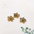 wholesale S925 gold-plated silver, natural aquamarine hand plaque with double-ear floral accents, crystal high-end DIY handmade semi-finished product-0-4