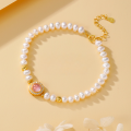 wholesale 925 Sterling Silver Rose Quartz Pearl White Bracelet for Women, Natural Freshwater Pearl Hand String, Ins Versatile Play Accessory-0-0
