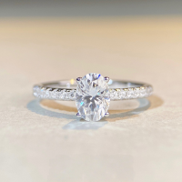 wholesale S925 Sterling Silver Pigeon Egg Moissanite Ring, TikTok Live Streaming Hit, European and American Cross-Border Women's Moissanite Ring-MS016-1 carat (Moissanite) 6