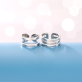 wholesale S925 Sterling Silver Light Luxury Small Batch Design Three-Strand Couple's Rings, Fashionable Two-Strand Openable Finger Rings for Wholesale-0-0