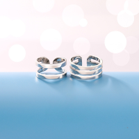 wholesale S925 Sterling Silver Light Luxury Small Batch Design Three-Strand Couple's Rings, Fashionable Two-Strand Openable Finger Rings for Wholesale-Second ring [female] &gt; opening adjustable [S925 silver]