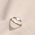 wholesale 925 Sterling Silver Shell Love Heart Ring for Women, Ins Forest Style Sweet and Sophisticated, Adjustable Heart-shaped Ring-0-0