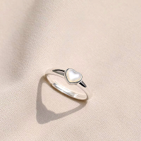 wholesale 925 Sterling Silver Shell Love Heart Ring for Women, Ins Forest Style Sweet and Sophisticated, Adjustable Heart-shaped Ring-White Shell Heart Ring/approx. 1.64g JZ015884 sterling silver