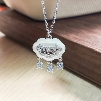 wholesale S925 Sterling Silver Ruyi Safety Lock Necklace, Women's New Style Minimalist Luxury Unique White Shell Life Lock Gift for Best Friend's Birthday-White Shell Ruyi Peace Lock Necklace/approx. 3.5g> Silver TL012901