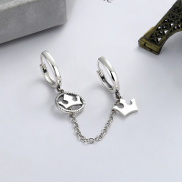 wholesale S925 Sterling Silver Korean Dongdaemun Sweet and Edgy Style Creative Crown Double Ear Clip Tassel Drop Earrings for Women-YFR082/approximately 2.6 grams per side 925 silver