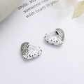 wholesale S925 Sterling Silver Exaggerated Geometric Heart Resin Color Block Design Earrings and Ear Clips for Cross-Border-0-2