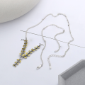 wholesale S925 Sterling Silver Korean-style Unique Wheat Ear Resin Drop Yellow Trendy Niche Design Patchwork Pendant Necklace for Women-0-1