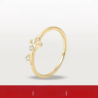 wholesale S925 Sterling Silver Plated with Moissanite, Small Aesthetic Scepter Ring for Women, Golden Dawn Series Gold Plated Ring New Design-Moissanite Ring  US size 6 (domestic size 13)