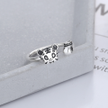 wholesale S925 Sterling Silver Cloud Tide Pavilion Minimalist Style Trendy Zodiac Year Adorable and Playful Childlike Leopard Open Adjustable Ring-0-1