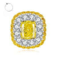 wholesale 925 Silver Women's Ring with Mu Jing Jewelry Luxury Setting Design Imported High Carbon Diamond, 10*12mm Yellow Diamond Ice Flower Cut-R685 Yellow Diamond 7