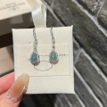 wholesale S925 Sterling Silver Natural Weitian Jadeite Blue-Green Gourd Earrings, Fresh Chinese Style Aloof Sense of Fortune Ear Pendents-0-3