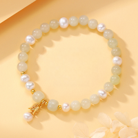 wholesale Gold-filled New Chinese Style Tulip Freshwater Pearl and Hetian Jade Bracelet for Women, Light Luxury Niche Design Best Friend String, National Wind-Hetian Jade Pearl Tulip Bracelet/9.5g&gt;SL010686